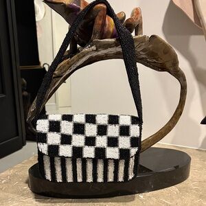 Chic Checkered Beaded Bag